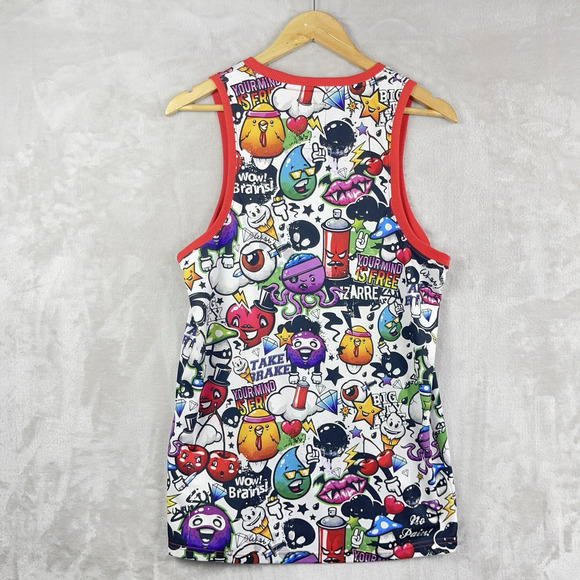 Royal Blue 90s Hip Hop Graffiti Tank Top T Shirt Men's Small - Picture 4 of 9